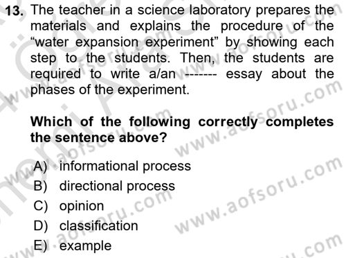 Communication Skills And Academic Reporting 2 Dersi 2023 - 2024 Yılı (Vize) Ara Sınav Soruları 13. Soru