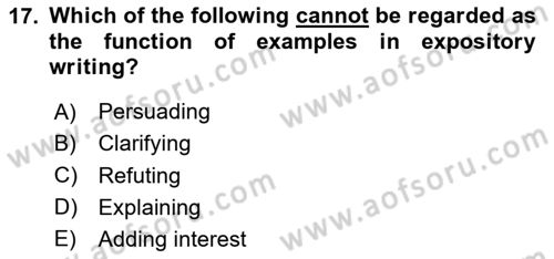 Communication Skills And Academic Reporting 2 Dersi 2023 - 2024 Yılı (Vize) Ara Sınav Soruları 17. Soru