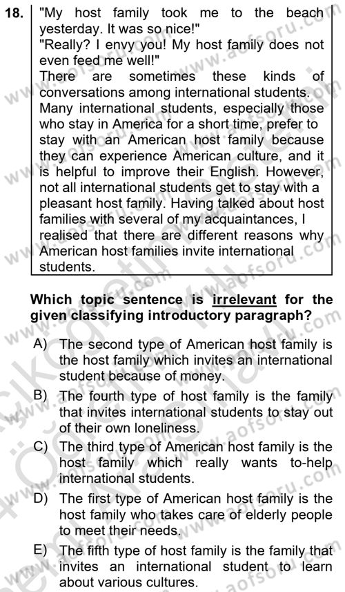 Communication Skills And Academic Reporting 2 Dersi 2023 - 2024 Yılı (Vize) Ara Sınav Soruları 18. Soru