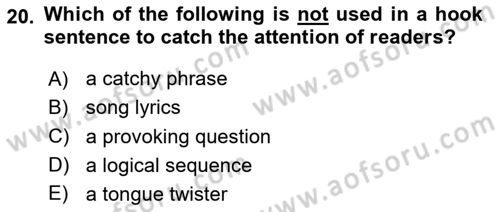 Communication Skills And Academic Reporting 2 Dersi 2023 - 2024 Yılı (Vize) Ara Sınav Soruları 20. Soru