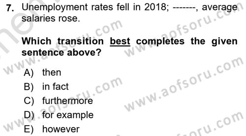 Communication Skills And Academic Reporting 2 Dersi 2023 - 2024 Yılı (Vize) Ara Sınav Soruları 7. Soru
