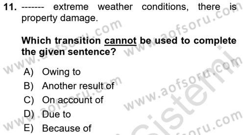 Communication Skills And Academic Reporting 2 Dersi 2023 - 2024 Yılı (Final) Dönem Sonu Sınav Soruları 11. Soru