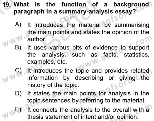 Communication Skills And Academic Reporting 2 Dersi 2023 - 2024 Yılı (Final) Dönem Sonu Sınav Soruları 19. Soru