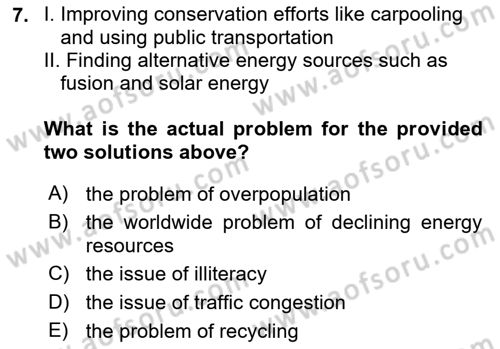 Communication Skills And Academic Reporting 2 Dersi 2023 - 2024 Yılı (Final) Dönem Sonu Sınav Soruları 7. Soru