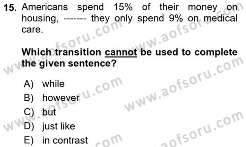 Communication Skills And Academic Reporting 2 Dersi 2023 - 2024 Yılı Yaz Okulu Sınav Soruları 15. Soru