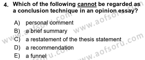 Communication Skills And Academic Reporting 2 Dersi 2023 - 2024 Yılı Yaz Okulu Sınav Soruları 4. Soru