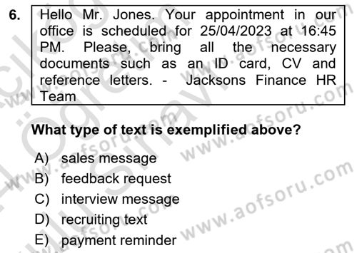 Communication Skills And Academic Reporting 2 Dersi 2023 - 2024 Yılı Yaz Okulu Sınav Soruları 6. Soru