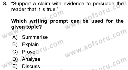 Communication Skills And Academic Reporting 2 Dersi 2023 - 2024 Yılı Yaz Okulu Sınav Soruları 8. Soru