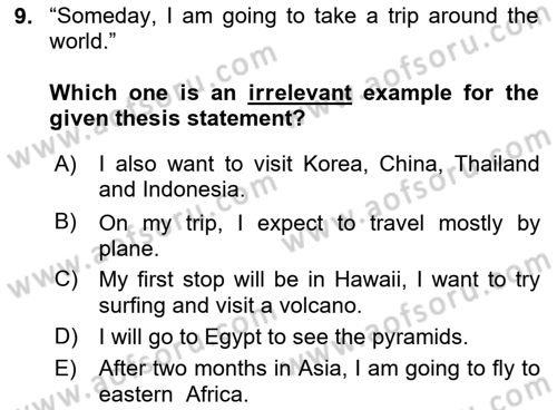 Communication Skills And Academic Reporting 2 Dersi 2023 - 2024 Yılı Yaz Okulu Sınav Soruları 9. Soru