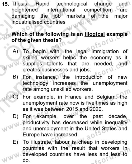 Communication Skills And Academic Reporting 2 Dersi 2024 - 2025 Yılı (Vize) Ara Sınav Soruları 15. Soru