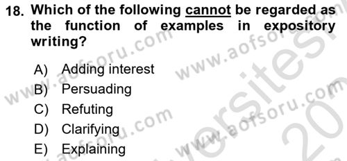 Communication Skills And Academic Reporting 2 Dersi 2024 - 2025 Yılı (Vize) Ara Sınav Soruları 18. Soru