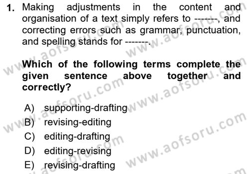 Communication Skills And Academic Reporting 2 Dersi 2024 - 2025 Yılı (Final) Dönem Sonu Sınav Soruları 1. Soru