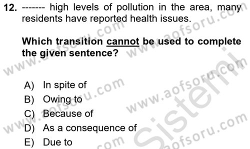 Communication Skills And Academic Reporting 2 Dersi 2024 - 2025 Yılı (Final) Dönem Sonu Sınav Soruları 12. Soru