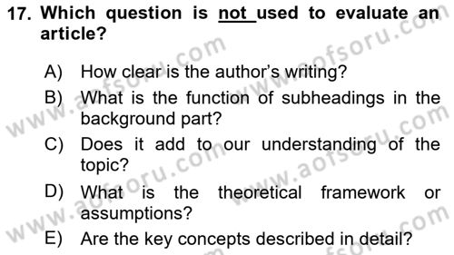 Communication Skills And Academic Reporting 2 Dersi 2024 - 2025 Yılı (Final) Dönem Sonu Sınav Soruları 17. Soru