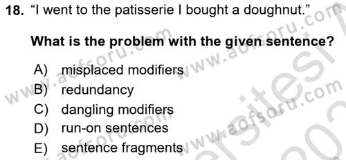 Communication Skills And Academic Reporting 2 Dersi 2024 - 2025 Yılı (Final) Dönem Sonu Sınav Soruları 18. Soru
