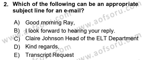 Communication Skills And Academic Reporting 2 Dersi 2024 - 2025 Yılı (Final) Dönem Sonu Sınav Soruları 2. Soru