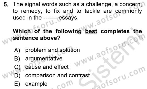 Communication Skills And Academic Reporting 2 Dersi 2024 - 2025 Yılı (Final) Dönem Sonu Sınav Soruları 5. Soru