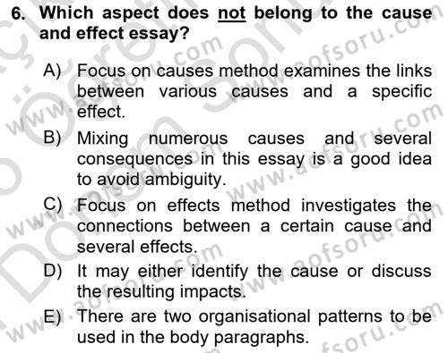 Communication Skills And Academic Reporting 2 Dersi 2024 - 2025 Yılı (Final) Dönem Sonu Sınav Soruları 6. Soru