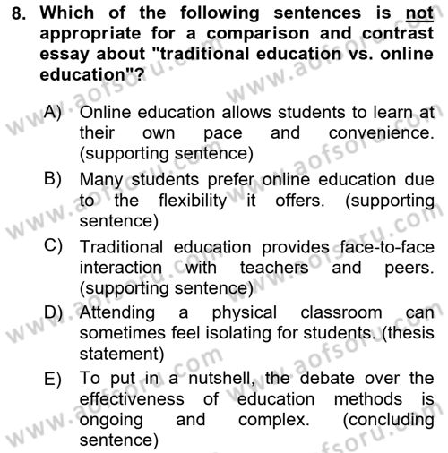 Communication Skills And Academic Reporting 2 Dersi 2024 - 2025 Yılı (Final) Dönem Sonu Sınav Soruları 8. Soru