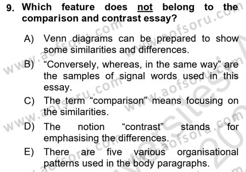 Communication Skills And Academic Reporting 2 Dersi 2024 - 2025 Yılı (Final) Dönem Sonu Sınav Soruları 9. Soru