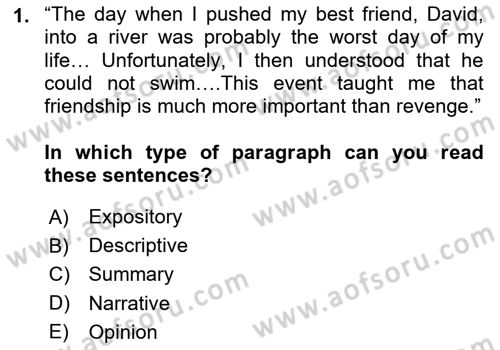Communication Skills And Academic Reporting 2 Dersi 2024 - 2025 Yılı Yaz Okulu Sınav Soruları 1. Soru