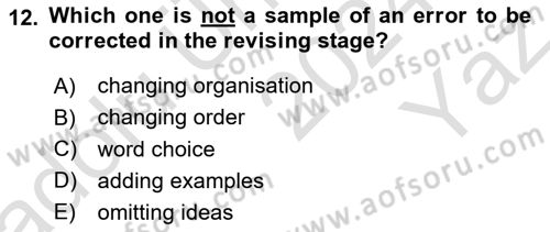 Communication Skills And Academic Reporting 2 Dersi 2024 - 2025 Yılı Yaz Okulu Sınav Soruları 12. Soru