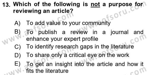 Communication Skills And Academic Reporting 2 Dersi 2024 - 2025 Yılı Yaz Okulu Sınav Soruları 13. Soru