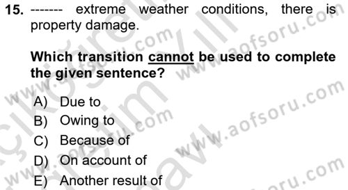 Communication Skills And Academic Reporting 2 Dersi 2024 - 2025 Yılı Yaz Okulu Sınav Soruları 15. Soru