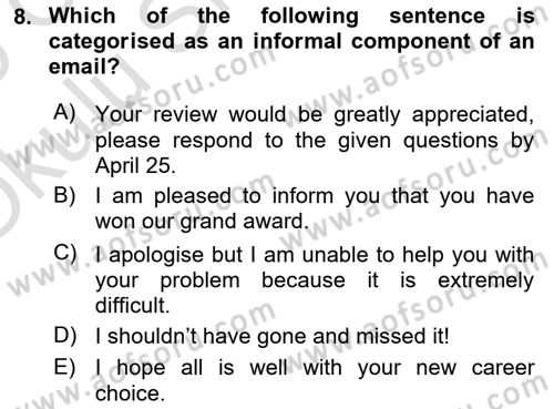 Communication Skills And Academic Reporting 2 Dersi 2024 - 2025 Yılı Yaz Okulu Sınav Soruları 8. Soru