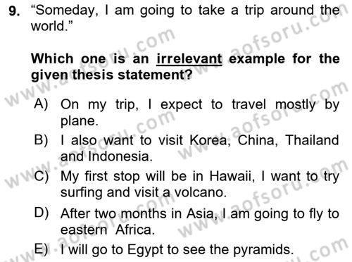 Communication Skills And Academic Reporting 2 Dersi 2024 - 2025 Yılı Yaz Okulu Sınav Soruları 9. Soru