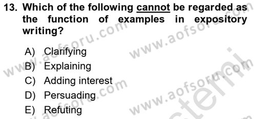 Communication Skills And Academic Reporting 2 Dersi 2025 - 2026 Yılı (Vize) Ara Sınav Soruları 13. Soru