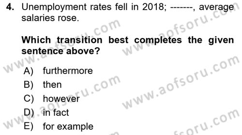 Communication Skills And Academic Reporting 2 Dersi 2025 - 2026 Yılı (Vize) Ara Sınav Soruları 4. Soru