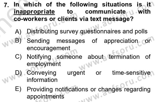 Communication Skills And Academic Reporting 2 Dersi 2025 - 2026 Yılı (Vize) Ara Sınav Soruları 7. Soru