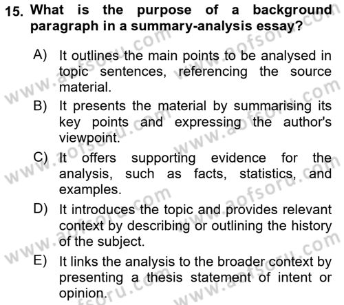 Communication Skills And Academic Reporting 2 Dersi 2025 - 2026 Yılı (Final) Dönem Sonu Sınav Soruları 15. Soru