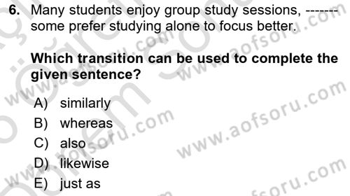 Communication Skills And Academic Reporting 2 Dersi 2025 - 2026 Yılı (Final) Dönem Sonu Sınav Soruları 6. Soru