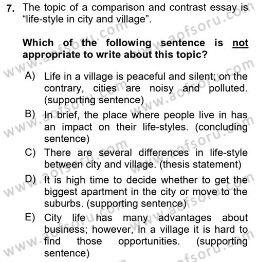 Communication Skills And Academic Reporting 2 Dersi 2025 - 2026 Yılı (Final) Dönem Sonu Sınav Soruları 7. Soru
