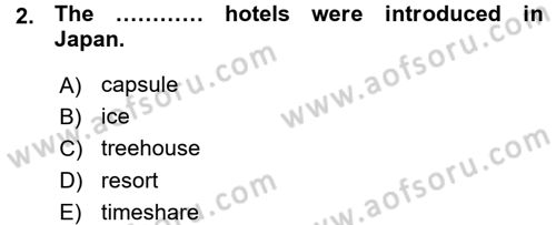 Turizm İçin İngilizce 1 Dersi Ara Sınavı Deneme Sınav Soruları 2. Soru