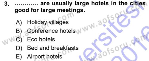 Turizm İçin İngilizce 1 Dersi Ara Sınavı Deneme Sınav Soruları 3. Soru