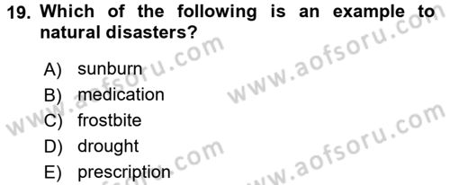 Turizm İçin İngilizce 1 Dersi 2015 - 2016 Yılı (Final) Dönem Sonu Sınav Soruları 19. Soru