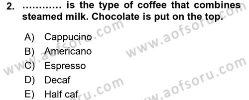 Turizm İçin İngilizce 1 Dersi 2015 - 2016 Yılı (Final) Dönem Sonu Sınav Soruları 2. Soru