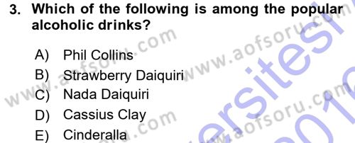 Turizm İçin İngilizce 1 Dersi 2015 - 2016 Yılı (Final) Dönem Sonu Sınav Soruları 3. Soru