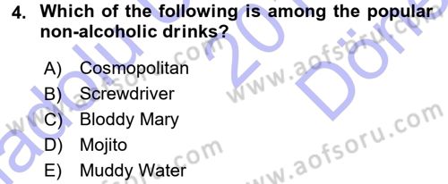 Turizm İçin İngilizce 1 Dersi 2015 - 2016 Yılı (Final) Dönem Sonu Sınav Soruları 4. Soru