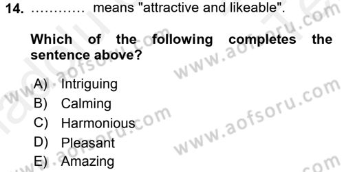 Turizm İçin İngilizce 1 Dersi 2015 - 2016 Yılı Tek Ders Sınav Soruları 14. Soru