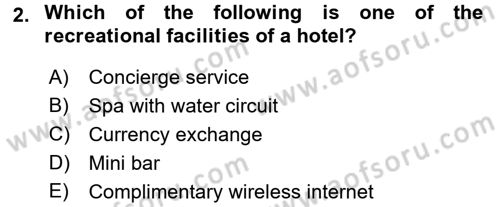 Turizm İçin İngilizce 1 Dersi Ara Sınavı Deneme Sınav Soruları 2. Soru