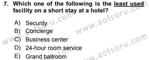 Turizm İçin İngilizce 1 Dersi 2017 - 2018 Yılı (Final) Dönem Sonu Sınav Soruları 7. Soru