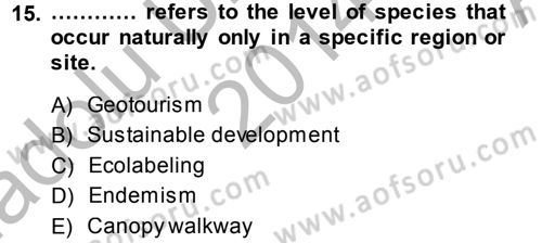 Turizm İçin İngilizce 2 Dersi 2014 - 2015 Yılı (Vize) Ara Sınav Soruları 15. Soru