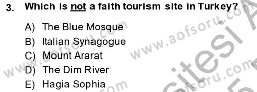 Turizm İçin İngilizce 2 Dersi 2014 - 2015 Yılı (Final) Dönem Sonu Sınav Soruları 3. Soru