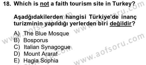 Turizm İçin İngilizce 2 Dersi 2014 - 2015 Yılı Tek Ders Sınav Soruları 18. Soru