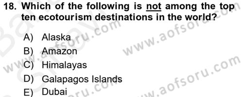 Turizm İçin İngilizce 2 Dersi 2015 - 2016 Yılı (Vize) Ara Sınav Soruları 18. Soru
