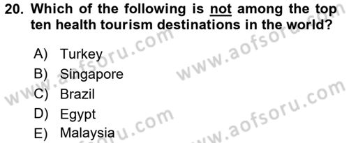 Turizm İçin İngilizce 2 Dersi 2015 - 2016 Yılı (Vize) Ara Sınav Soruları 20. Soru
